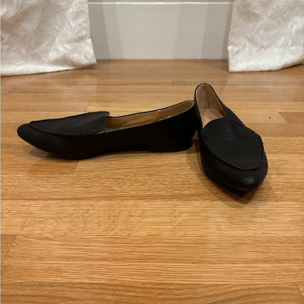 Express Black Faux Leather Flats with Pointed Toe